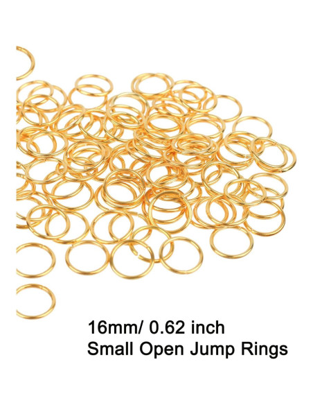 100 Anillos de Salto Abiertos HUIHUIBAO 16mm Dorado Hierro