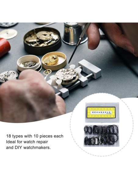 Kit de Anillos de Sellado de Reloj Yosoo 180 Piezas Goma