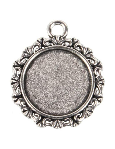 Colgantes Redondos de Plata Antigua KISSITTY 10Pcs 25x30mm