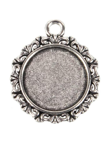 Colgantes Redondos de Plata Antigua KISSITTY 10Pcs 25x30mm