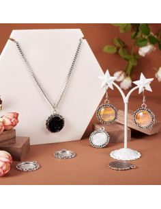 Colgantes Redondos de Plata Antigua KISSITTY 10Pcs 25x30mm 2