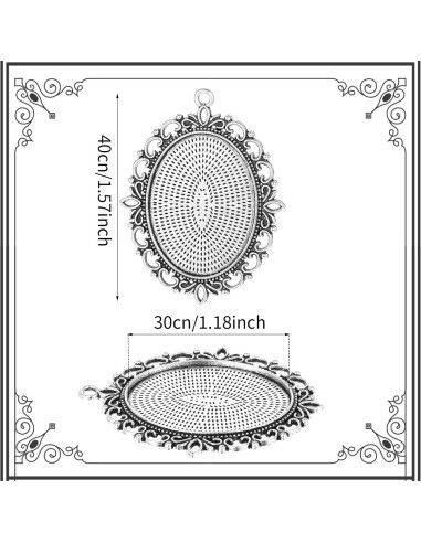 10 Bandejas de Colgante Ovaladas Telooco 30x40mm para Joyería