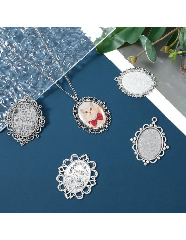 10 Bandejas de Colgante Ovaladas Telooco 30x40mm para Joyería