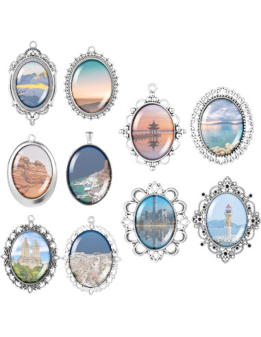 10 Bandejas de Colgante Ovaladas Telooco 30x40mm para Joyería