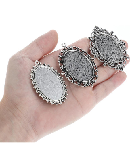 10 Bandejas de Colgante Ovaladas Telooco 30x40mm para Joyería