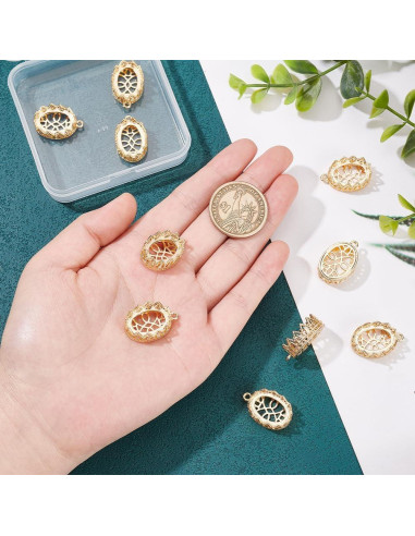 Base de Colgante Ovalado 10Pcs BENECREAT Oro 18k con Zirconia