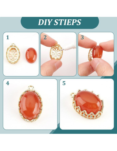 Base de Colgante Ovalado 10Pcs BENECREAT Oro 18k con Zirconia