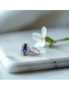 Anillo en Blanco 925 Plata Esterlina Ovalado 10x14mm Tamaño 6 2