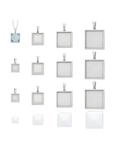 Kit de Joyería UNICRAFTALE 12 Conjuntos Cabochón Acero Inoxidable