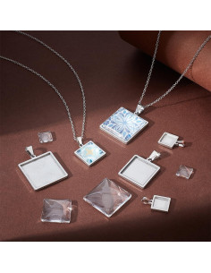 Kit de Joyería UNICRAFTALE 12 Conjuntos Cabochón Acero Inoxidable 2