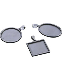 10 Piezas Base de Pendientes Redondos Acero Inoxidable 20x30mm 2