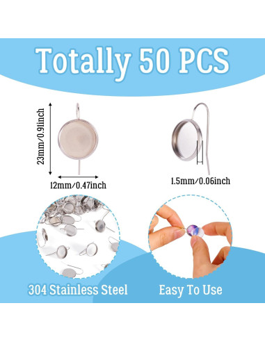 Ganchos de Aretes PH PandaHall 50pcs Acero Inoxidable 23mm
