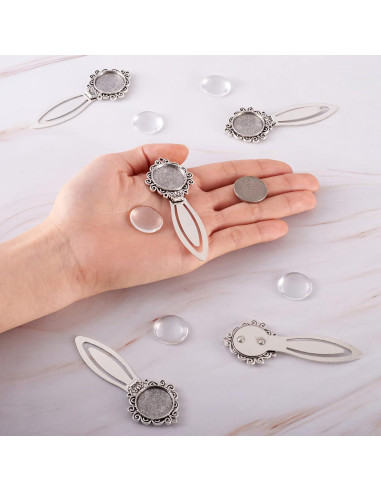 Marcadores de Retrato Redondos PH PandaHall 20mm Plata Antigua