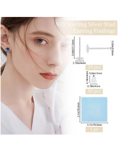 Configuraciones de Aretes Cabochon Beebeecraft 20 Piezas Plata 925 2