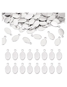 Etiquetas Ovaladas de Acero Inoxidable 304 Pandahall 20x10mm