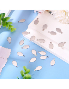 Etiquetas Ovaladas de Acero Inoxidable 304 Pandahall 20x10mm 2