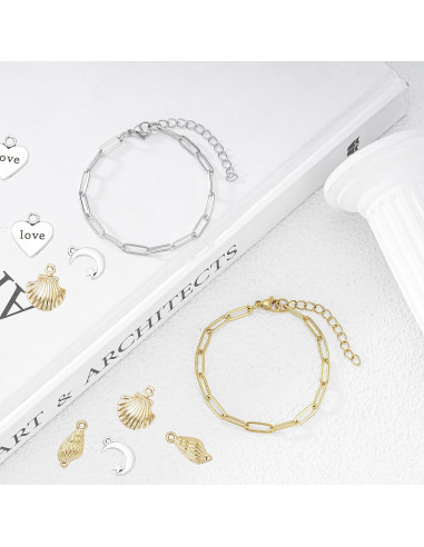 Paquete de 16 Pulseras de Encanto KEIAOUE Acero Inoxidable