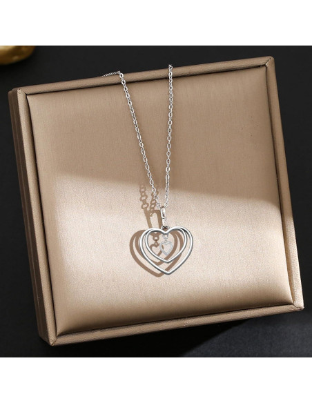 50 Piezas Colgantes Doble Corazón YionZian 25mm Plata Antigua