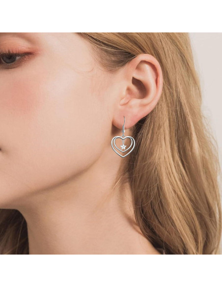 50 Piezas Colgantes Doble Corazón YionZian 25mm Plata Antigua