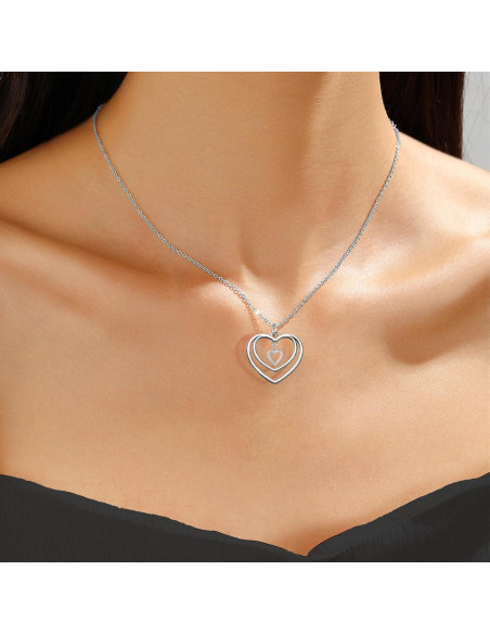 50 Piezas Colgantes Doble Corazón YionZian 25mm Plata Antigua