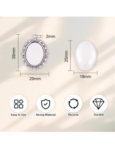 Juego de 20 Piezas de Cabochones y Bandejas Ovaladas UAIAGM 2