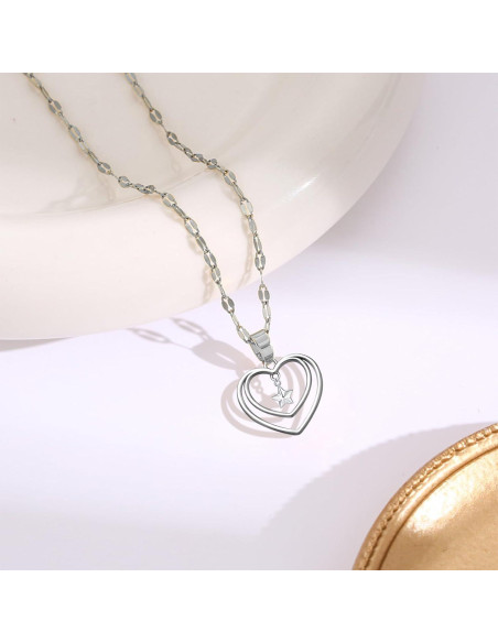 50 Piezas Colgantes Doble Corazón YionZian 25mm Plata Antigua