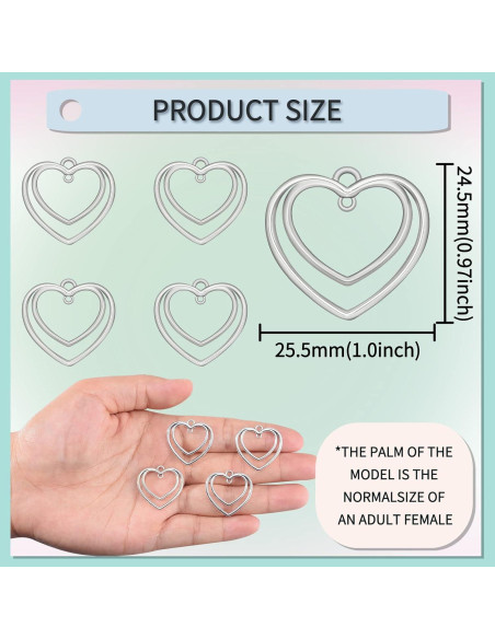 50 Piezas Colgantes Abiertos de Aleación WenRity 25.5mm Plata