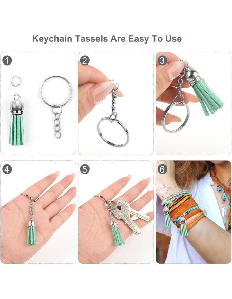 Borlas de Cuero Verde Aqua 150 Piezas 38mm con Anillas