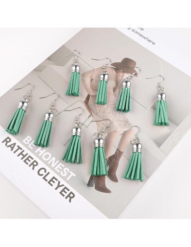 Borlas de Cuero Verde Aqua 150 Piezas 38mm con Anillas