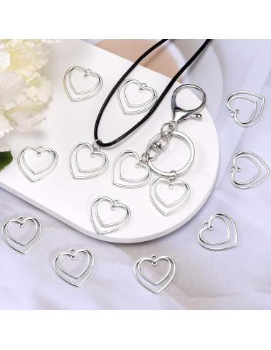 50 Piezas Colgantes Abiertos de Aleación WenRity 25.5mm Plata