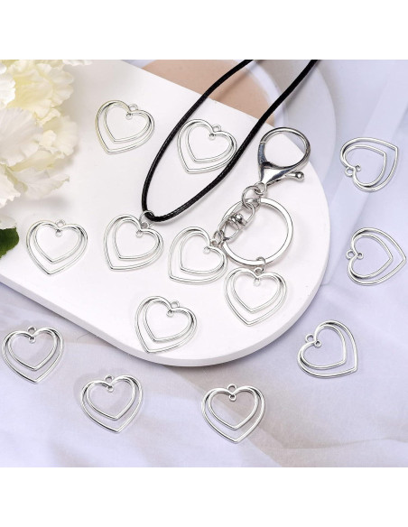 50 Piezas Colgantes Abiertos de Aleación WenRity 25.5mm Plata