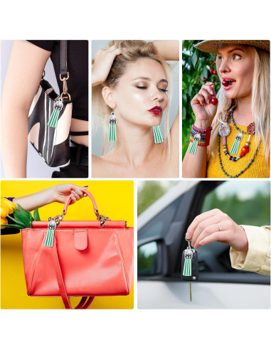 Borlas de Cuero Verde Aqua 150 Piezas 38mm con Anillas