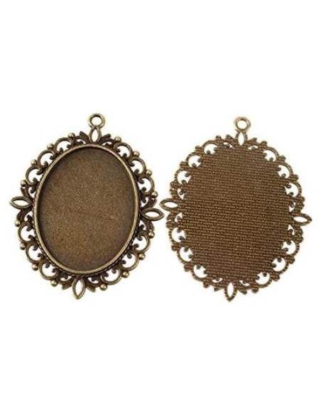 10 Piezas Configuraciones Bezel Cabochón Pandahall 40x30mm Bronce