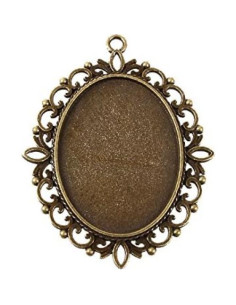 10 Piezas Configuraciones Bezel Cabochón Pandahall 40x30mm Bronce 2