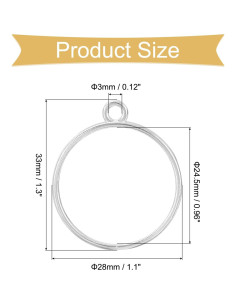Colgantes de Respaldo Abierto uxcell - 30 Piezas Plata 33x28mm 2
