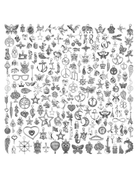 200 Piezas Encantos de Plata Tibetana JIALEEY para DIY Joyas
