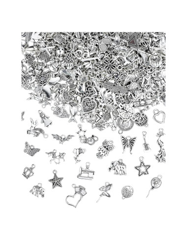 Encantos de Joyería JIALEEY 400 Piezas Aleación Plata Tibetana