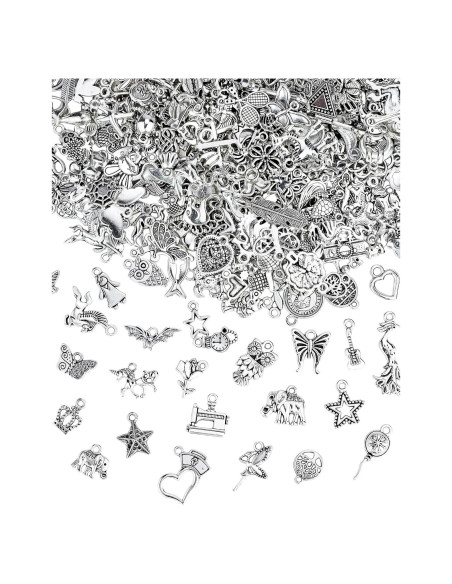 Encantos de Joyería JIALEEY 400 Piezas Aleación Plata Tibetana