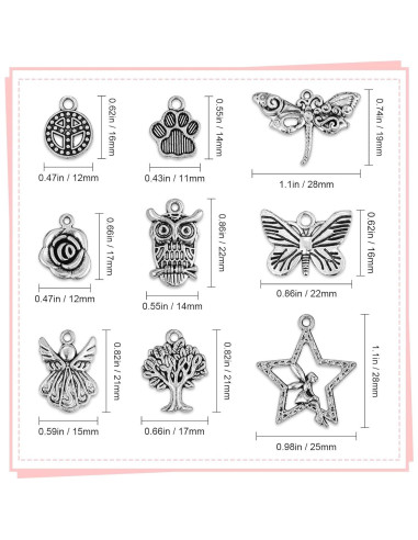 200 Piezas Encantos de Plata Tibetana JIALEEY para DIY Joyas