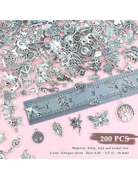 200 Piezas Encantos de Plata Tibetana JIALEEY para DIY Joyas