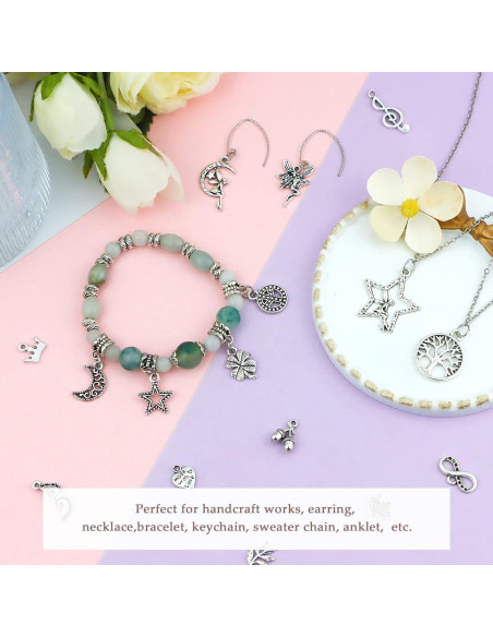 200 Piezas Encantos de Plata Tibetana JIALEEY para DIY Joyas