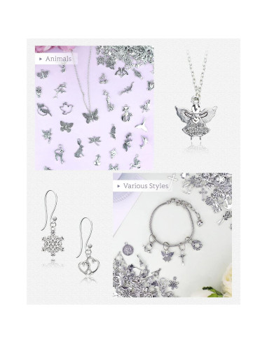 Encantos de Joyería JIALEEY 400 Piezas Aleación Plata Tibetana