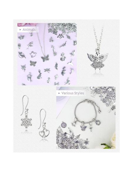 Encantos de Joyería JIALEEY 400 Piezas Aleación Plata Tibetana