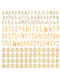 Encantos de Letras SANNIX 156Pcs Alfabeto A-Z Oro KC DIY