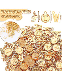 Encantos de Letras SANNIX 156Pcs Alfabeto A-Z Oro KC DIY 2