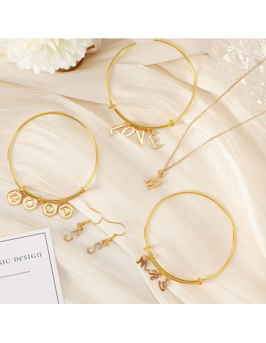 Encantos de Letras SANNIX 156Pcs Alfabeto A-Z Oro KC DIY