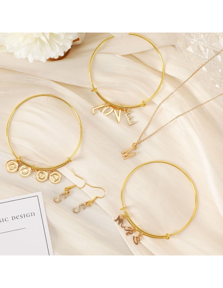 Encantos de Letras SANNIX 156Pcs Alfabeto A-Z Oro KC DIY