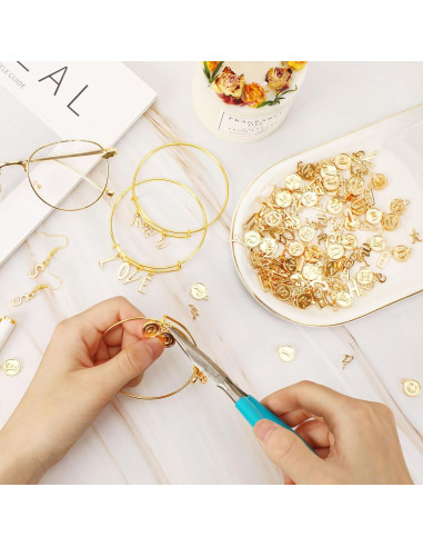 Encantos de Letras SANNIX 156Pcs Alfabeto A-Z Oro KC DIY