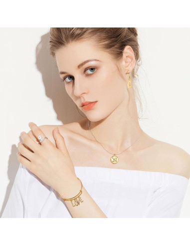 Encantos de Letras SANNIX 156Pcs Alfabeto A-Z Oro KC DIY