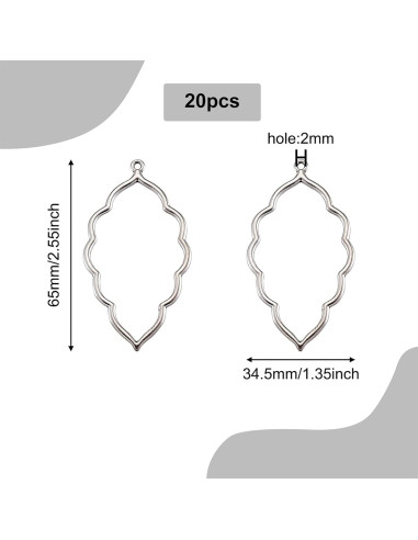 20 Pendientes Abiertos CHGCRAFT Aleación Hoja 65x35mm DIY